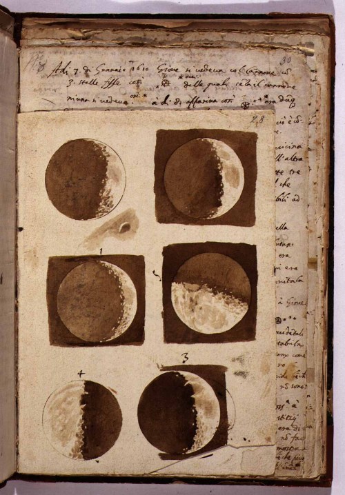 coolthingoftheday:A drawing of the moon by Galileo, circa 1610 AD. 