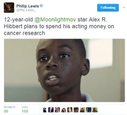 lagonegirl:   After his turn as young Chiron in the critically acclaimed “Moonlight,” 12-year-old Alex R. Hibbert has a basic idea of what to do with his acting career and the money he’s making.     He’s not working for the fame, he says, but