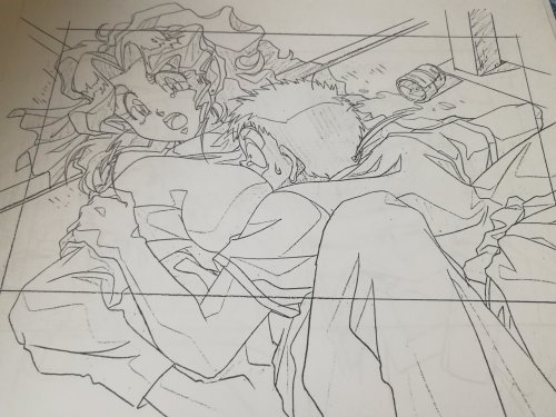 LOVE Washu playing with the Tenchi and Washu dolls XD  Sketches of scenes for the PC Engine Game.Cou