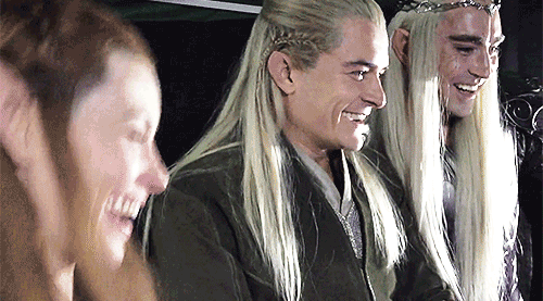 cat1212: Evangeline, Orlando and Lee watching fan reactions to The Hobbit Desolation of Smaug