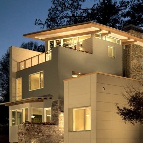 Exterior SidingAn Illustration Of A Sizable, Contemporary, Three-story Home With Mixed Gray Siding And