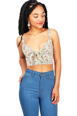 nymphetfashion:  Tie Front Crop Top &amp; High Wasited Jeans
