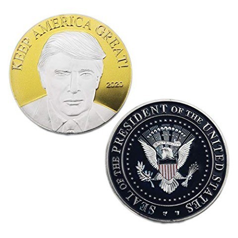 2pcs 45Th President Donald Trump Gold & Silver Plated EAGLE USA Flag Coins MAGA 