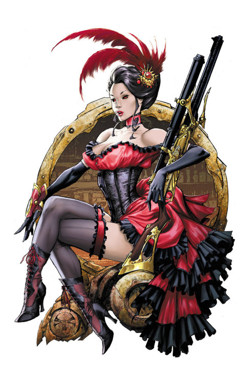 steampunk-art: Steampunk Art That’s a very large gun you have there, lady&hellip;