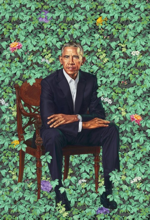 itscolossal: Official Portraits of Barack and Michelle Obama by Kehinde Wiley and Amy Sherald