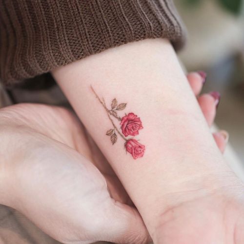 ig: tattoo.haneul portrait;rose;wrist