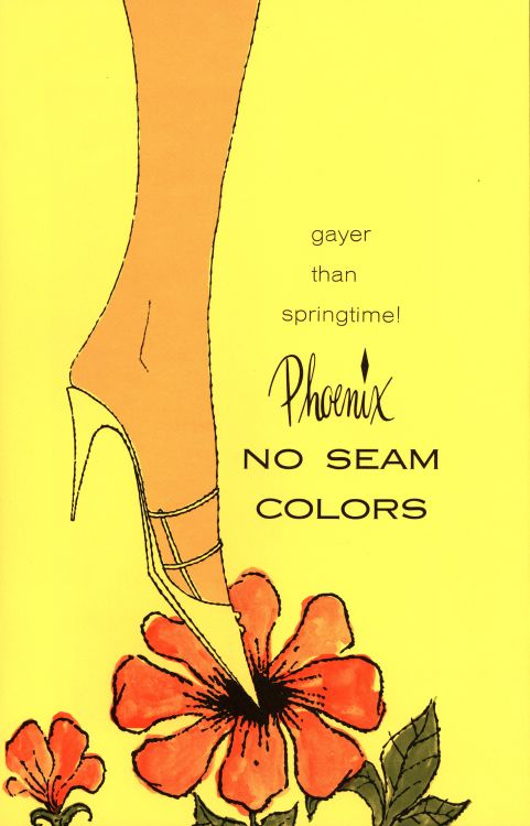 My 15th is Nylon Stockings Day!These colorful 1950s hosiery ads are from the Phoenix Hosiery Company