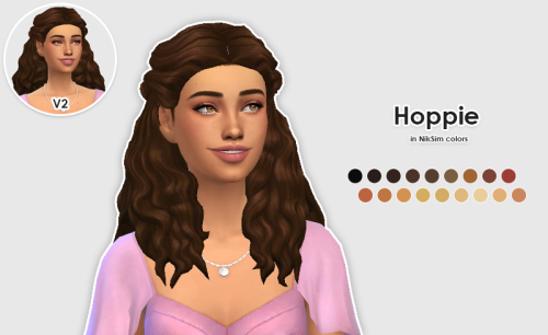 Simstrouble’s Hoppie hairs in NikSim colorsHello ! I recolored the Hoppie hairs from @simstrouble (m