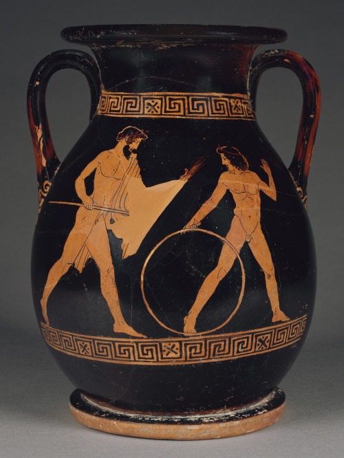 Red-figure pelike with Zeus and Ganymede, by the Achilles Painter. From Athens, Attica. Greek, 445-4