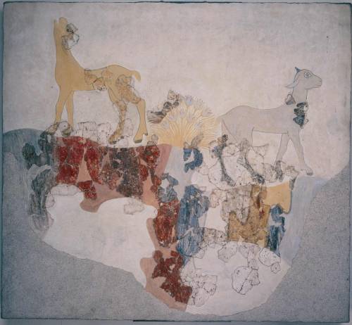 minoancorner:Goats fresco. 16th century BC. Room Beta 6, Building Beta, Akrotiri, Thera.Source