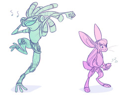 coconutmilkyway:  FROGGY LUCIO AND BUNNY DVA  &lt;333 I love characters with animal motifs/mascots because then i can indulge in both fanart and furry art AT THE SAME TIME WHEEE seen earlier on my patreon, along with some scrapped sketches of these guys.