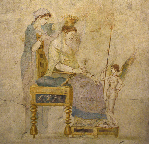 theancientwayoflife: ~The toilette of Aphrodite. Fresco from the cubiculum B of the Villa Farnesina.