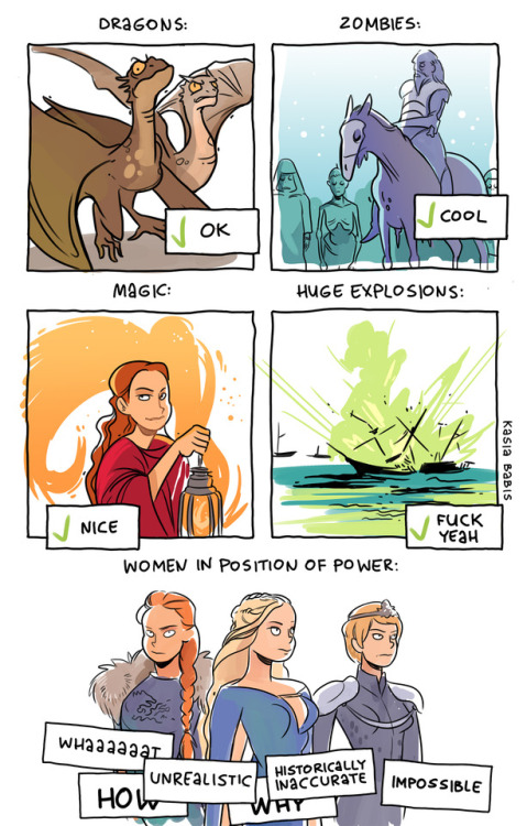 bikiniarmorbattledamage: thenib:What People Will Find Believable on Game of Thrones, from Kasia