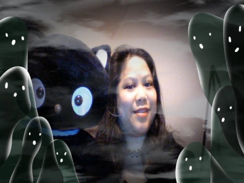 With my Halloween black cat.