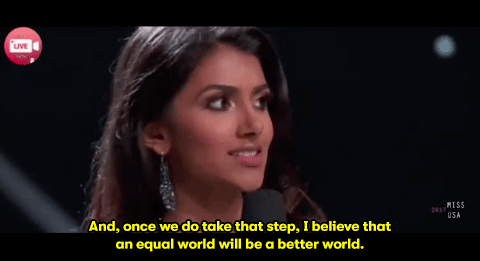 dragonite-master:micdotcom:Miss New Jersey Chhavi Verg had a great answer when asked if she’s a femi