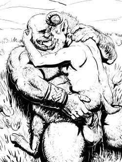 goblinman32:  More art by Cureboltium! Orcs and Satyrs make perfect duos. 