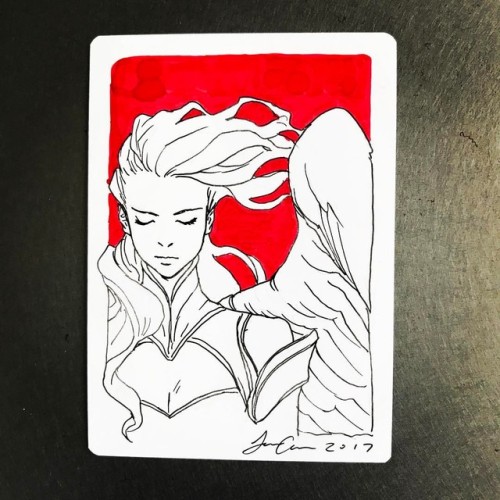 Another angel sketch. This time with red! #magicthegathering #mtg #angel #sketch