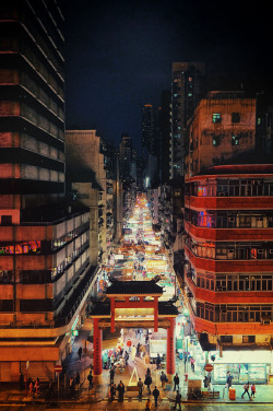 travelingcolors:  Temple Street in Kowloon,