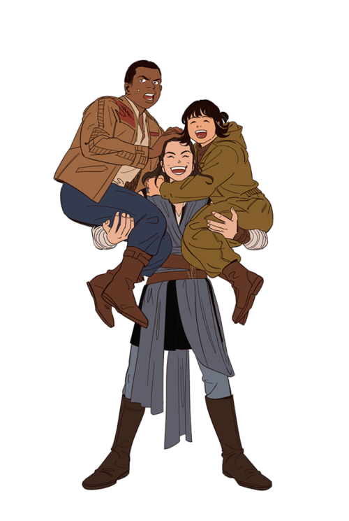 reyfinndameron:Rey, Finn, and Rose by @ynabeat.