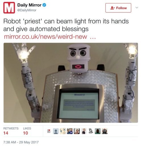 I, for one, would like to be married by a robot priest. 