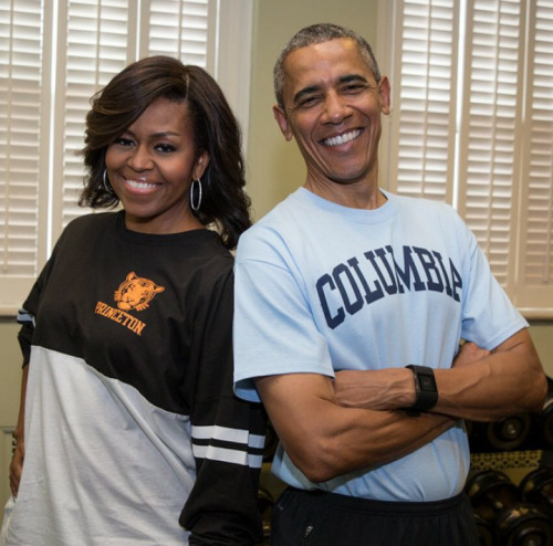 loveremains4eva:  sbrown82:  baronessvondengler:  allthingsobama:  The President and First Lady pose for College Signing Day   ;-)  I love these two.  Damn… Madam First Lady could pass as a freshman.