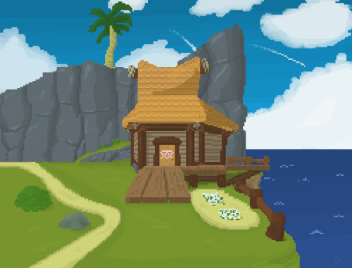 styleofanaska:Trying some background pixel art. Here’s Link’s home from The Legend of Zelda: The Win