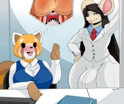 gangxisiyu:  New Boss  When your new boss is nicer, and prettier and…OMG I WANT HIS BALLS ON MY FACEEEEEEEEEE!Pic by  NightFauxAggretsuko is owned by whoever  