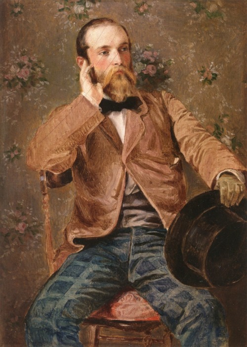 19thcenturyboyfriend:Self-Portait with Flowered Wallpaper,  Richard Caton Woodville