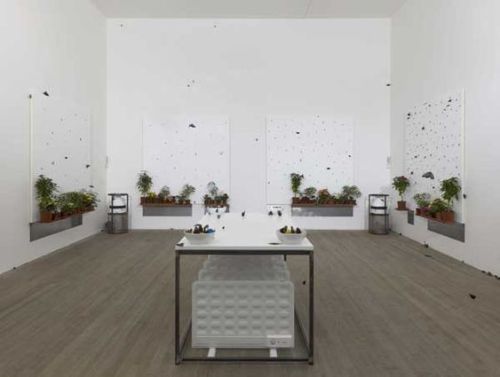 arterialtrees:Damien Hirt, In and out of love, butterflies and household gloss on canvas, 1991