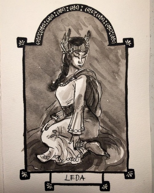 Inktober day 22- Leda. Playing some catch up tonight! . . . #inktober #inktober2018 #greekgoddessfea