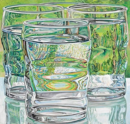 urgetocreate:Janet Fish. Skowhegan Water Glasses, 1975, Oil on canvas