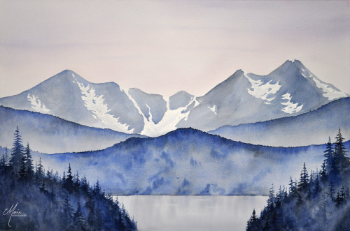 Cascade Retreat, 20 x 30in, Watercolor.<< Commissioned/Sold>>