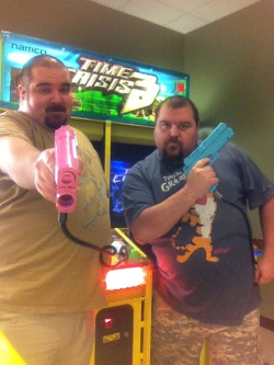 supersportbear:  Fat bears with guns. Had some fun after a pizza buffet.