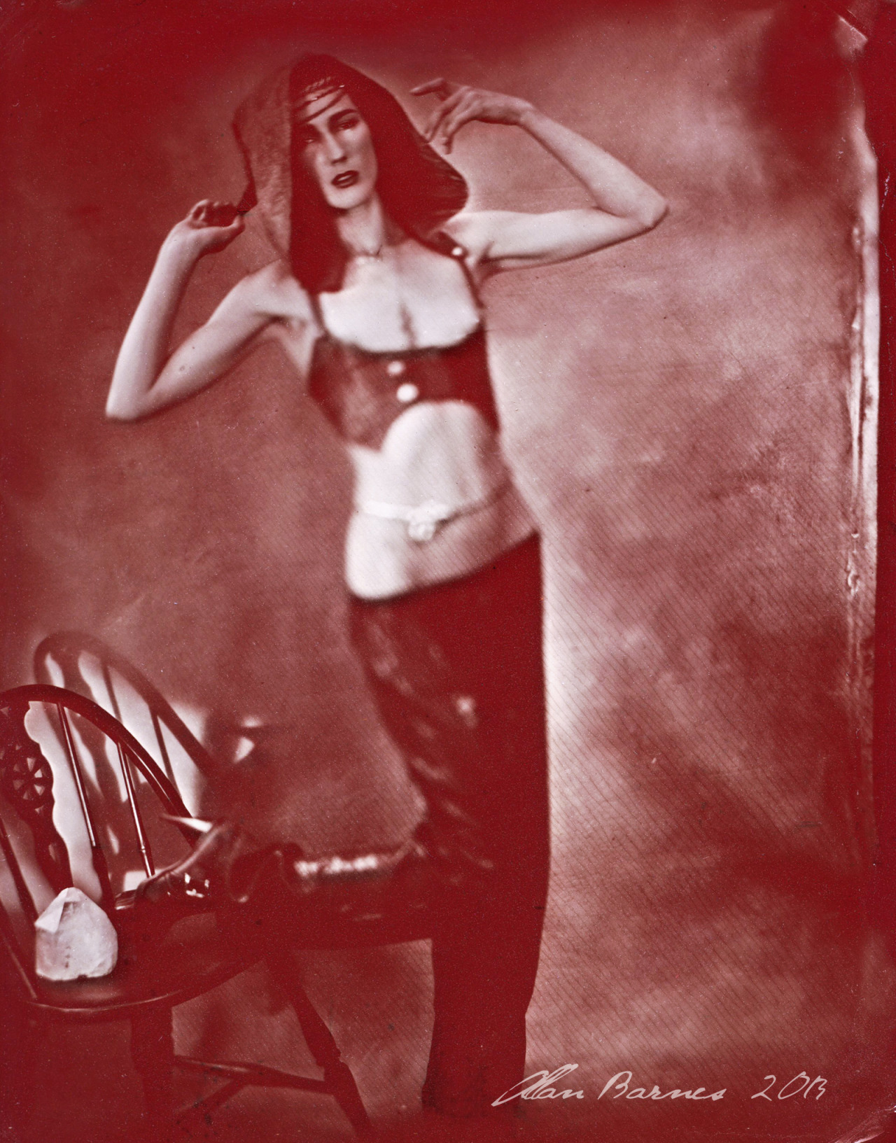 allanbarnes:  Neptunian Haze, 3.2013 ruby glass ambrotype. Stylist/MUA: Sabrina Rucker