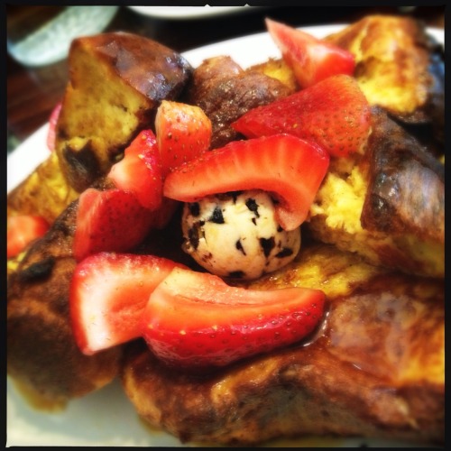 (1) challah French toast (2) lox and bagel at Wise Sons