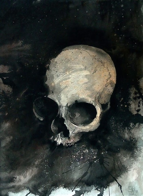 odbytea:  blackpaint20:  Watercolor Skull by cbernhardt   xx