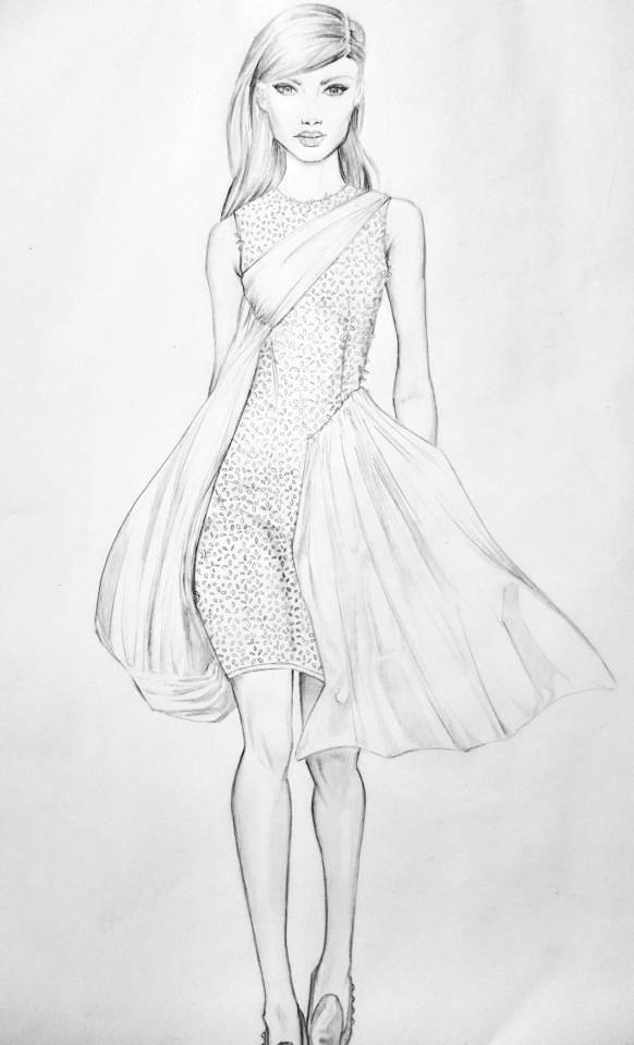 Sketch inspired by Dior Haute Couture runway.