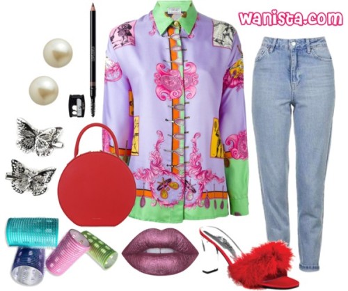 90’s Look 6 by afiqahsyamin featuring butterfly hair clipsVersace collared shirt, 2,270 MYR / 