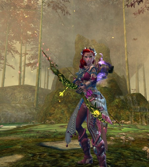 rhiannonfrater:  1st Photo:: Klaudia Seca is my Sylvari Ranger. Loyal to the mother tree, completely in love with Trahearne (who isn’t?), she’s a loner by nature, but occasionally travels with Amaranth Thorn.2nd Photo: Her favorite pet is Morticia,