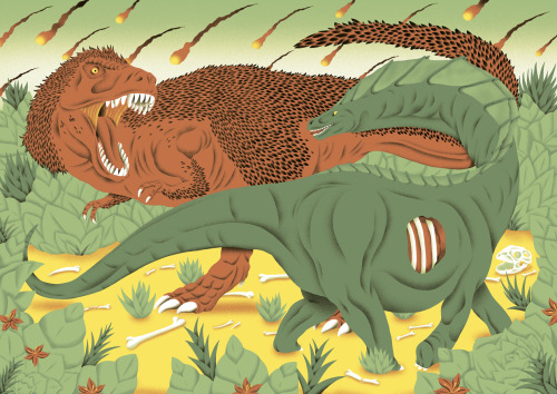 Poster of a T-rex fighting a Amargasaurus