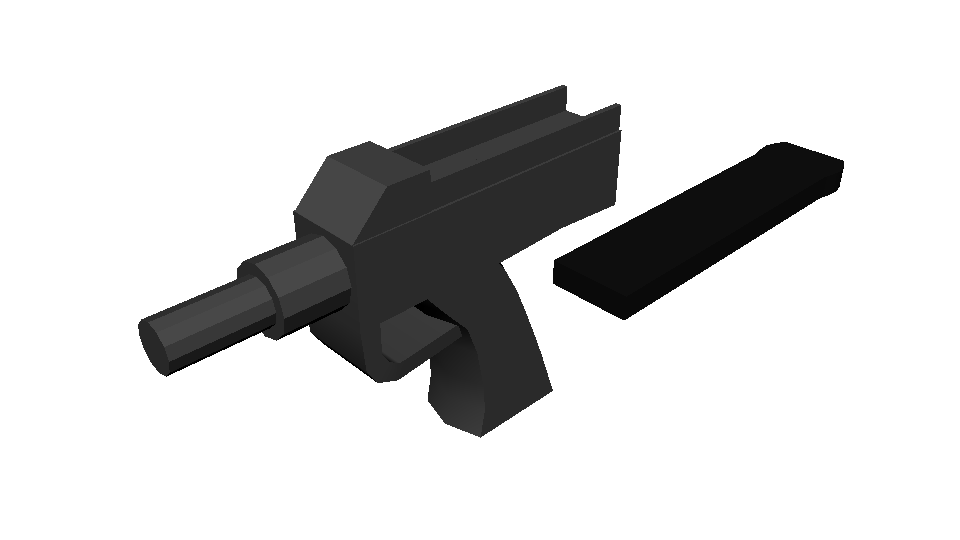 Another 3D gun doodle. Hand held P-90 clip feed style Machine Pistol