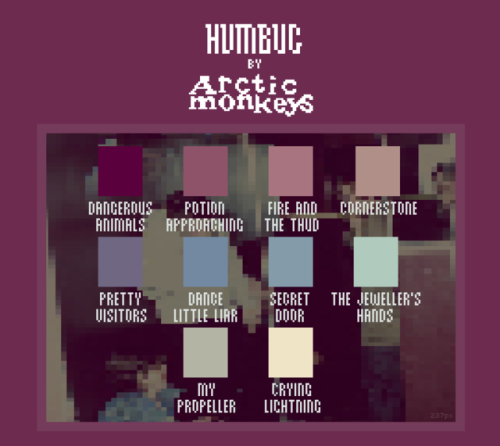 my favourite album covers in palettes [03: arctic monkeys - humbug (2009)]