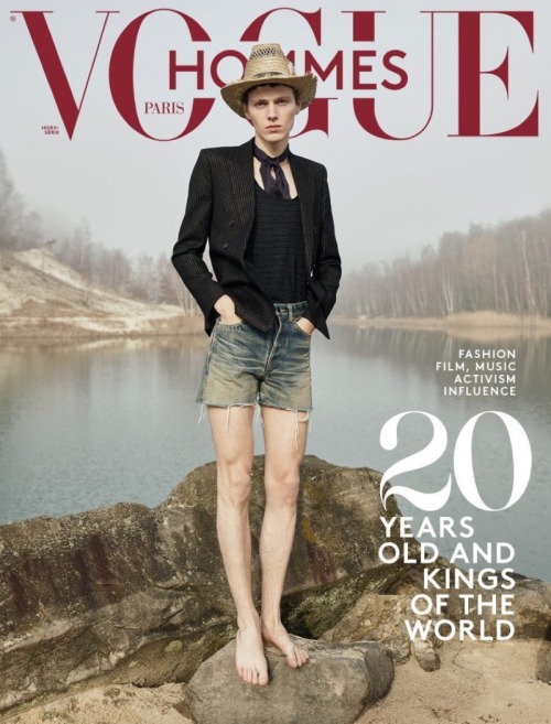 Daan Duez dons a spring look from Saint Laurent as he covers the latest issue of Vogue Hommes Paris.