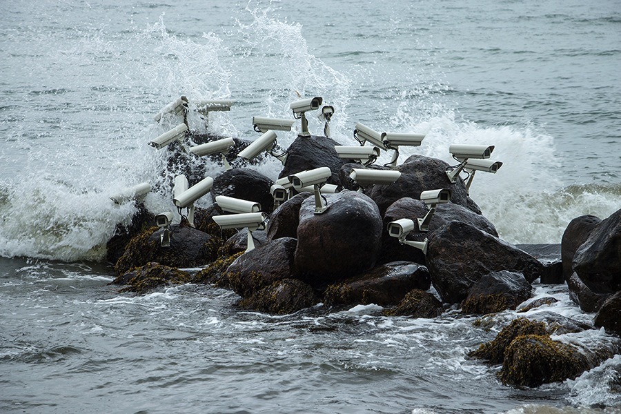 itscolossal:  Artist Installs Flocks of Surveillance Cameras and Satellite Dishes