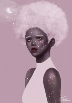 pastellish:She was counting the twinkling of the stardust. 