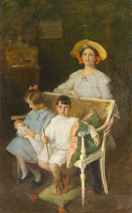  Portrait Group (Dorothy, Helen, and Bob) (c.1904). William Merritt Chase (American, 1849-1916). Oil