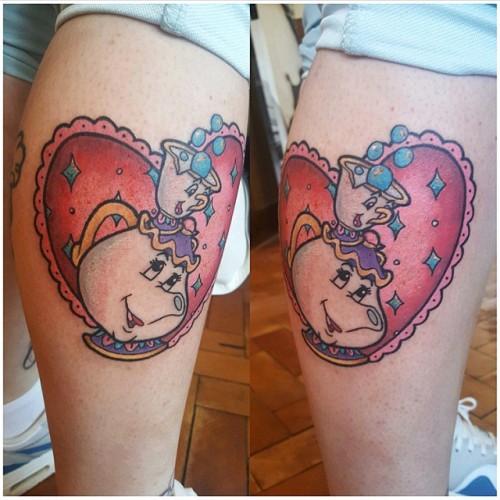 inkeddisney:  Aww, Chip and Mrs. Potts done by @georgiietattoos on @jadeistedxo #inkeddisney