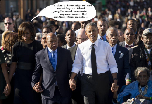 Hey everybody. Look what M. Obama was thinking at the march today… #selma