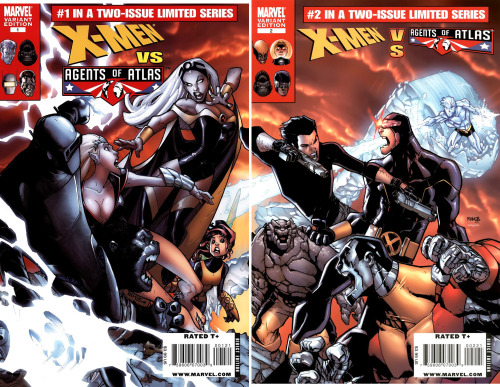 variant covers to X-Men vs. Agents of Atlas (2009) #’s 1 & 2 by Humberto Ramos and Edgar Delgado