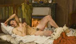 19thcenturyboyfriend:  Reclining Male Nude, Konstantin Somov